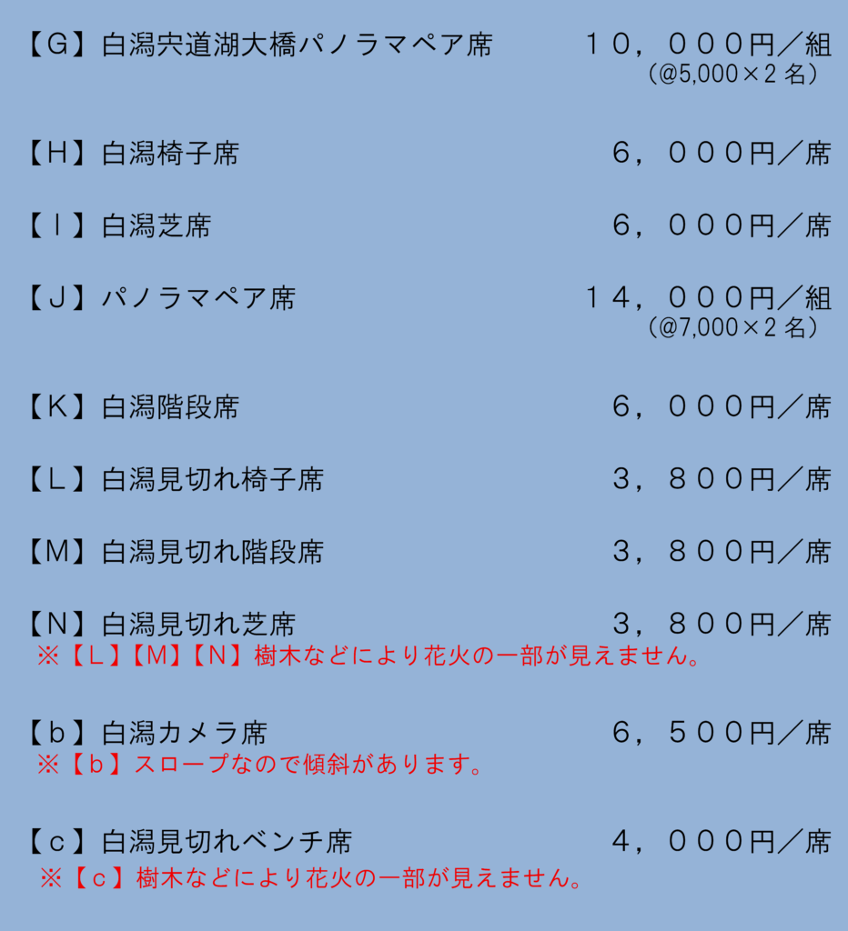 白潟エリア料金表